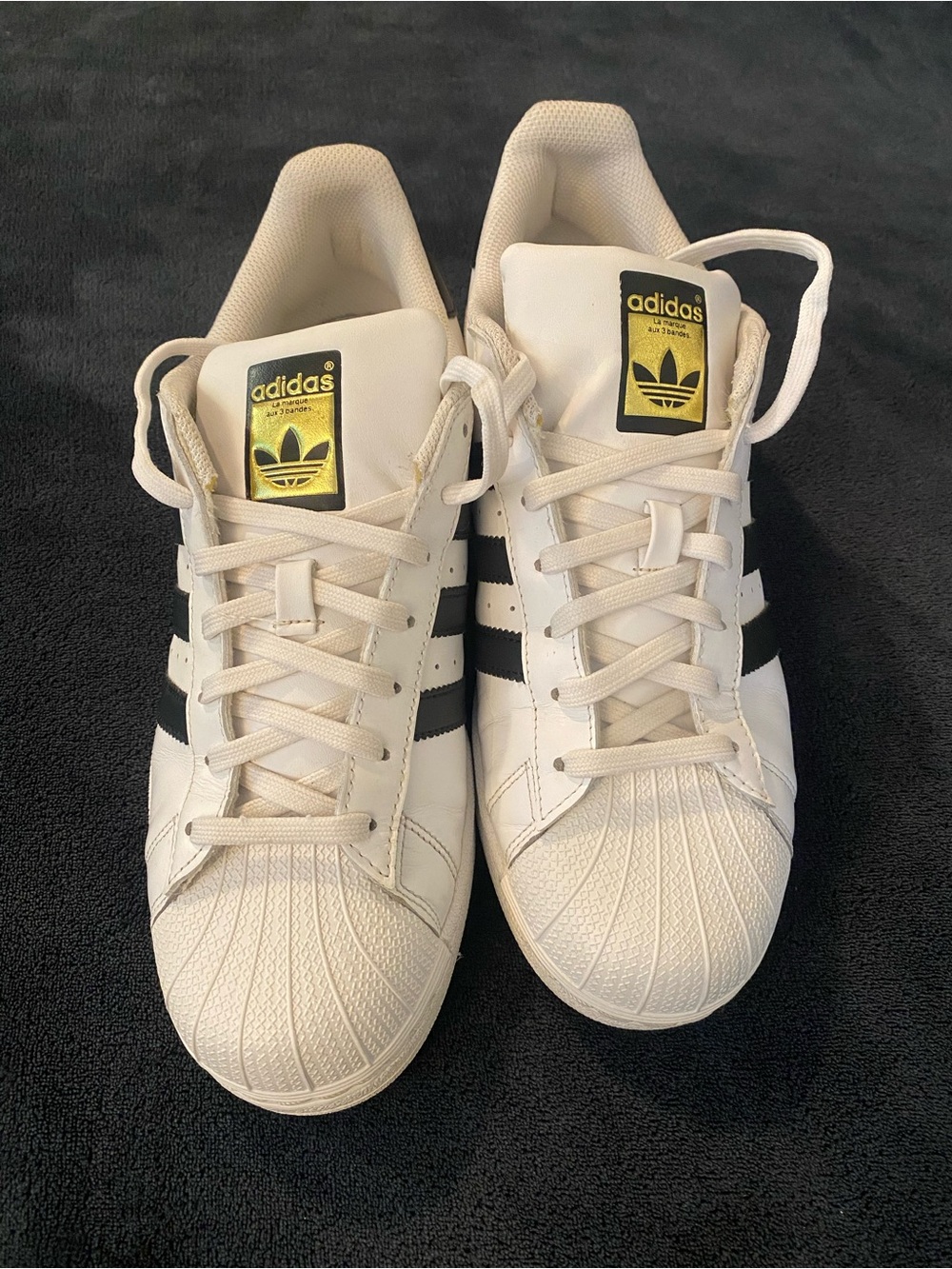 Mens Adidas Superstar White and Black Classic Shell-Toe Sneakers